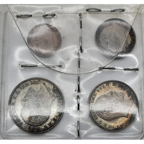 684 - A 1908 King Edward VII Silver Maundy Set of Coins. Please see photos for conditions.