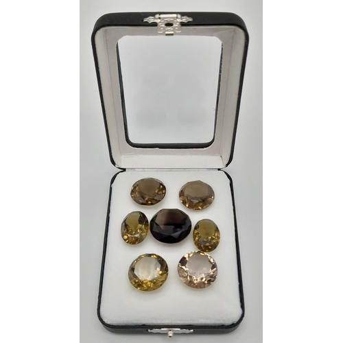 862 - Assorted Collection of Approx. 100ct of Smokey and Lemon Quartz, Comes in a Presentation Case