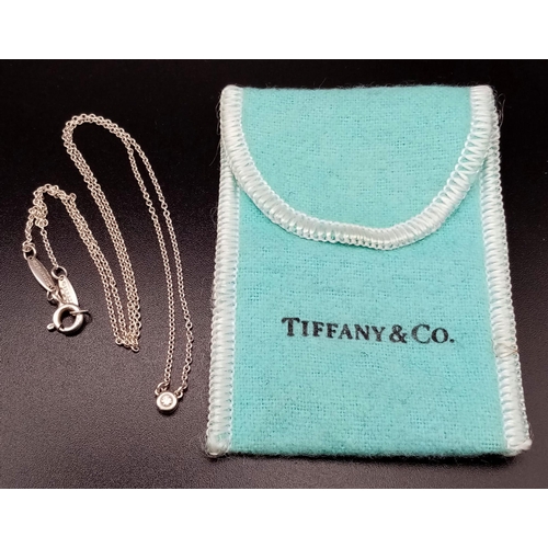 577 - Sterling silver TIFFANY & CO necklace chain with a solitary diamond. Chain length: 41 cm, weight: 1.... 