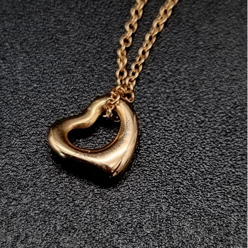 237 - Tiffany & Co 18ct rose gold heart pendant and chain. 1.6g in weight.