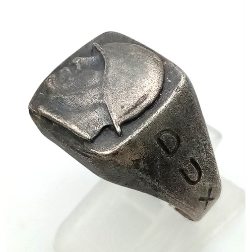 324 - WW2 Italian Fascist Patriotic Silver Ring.