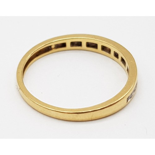 609 - 18k yellow gold diamond 1/2 eternity ring. 0.18ct, 1.8g, size M.