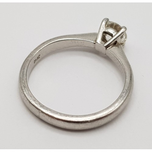 170 - A Platinum Diamond Solitaire Ring. Brilliant round-cut diamond - 0.55ct. Size K. 4.36g total weight.... 