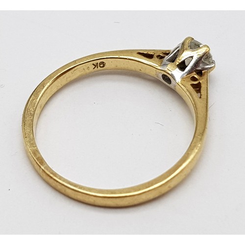 663 - A 9K Yellow Gold 0.25ct Diamond Solitaire Ring. Size K/L.
1.69g total weight.