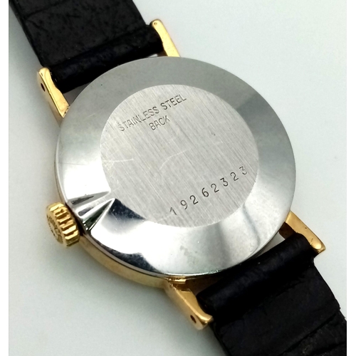 646 - A LONGINES gold plated, Swiss watch, with original leather strap. 24 mm case, in good condition and ... 