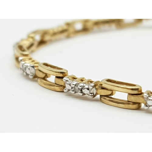 685 - 9k yellow gold diamond bracelet. 5.2g in weight.