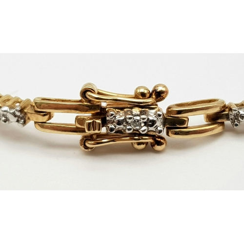 685 - 9k yellow gold diamond bracelet. 5.2g in weight.