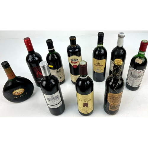 841 - Ten Bottles of Red Wine Including: 1990 Chateau de la Tour,  2006 Chateau Belleview Bordeaux and a 2... 