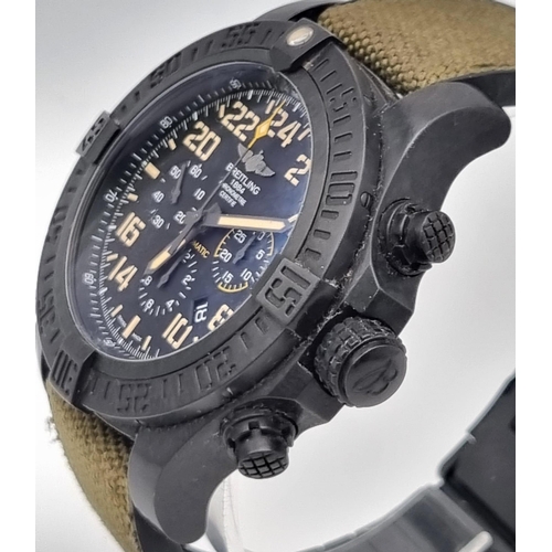 75 - A BREITLING AVENGER HURRICANE THE MILITARY LIMITED EDITION WITH BOX AND PAPERS.   52mm