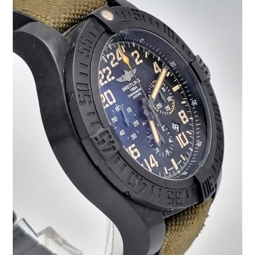 75 - A BREITLING AVENGER HURRICANE THE MILITARY LIMITED EDITION WITH BOX AND PAPERS.   52mm