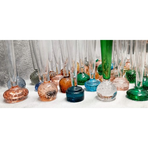 884 - A collection of 40 vintage controlled bubble vases. In a variety of colours, shapes and sizes