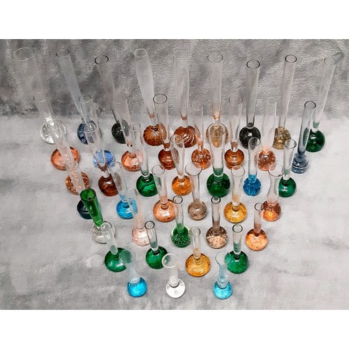 884 - A collection of 40 vintage controlled bubble vases. In a variety of colours, shapes and sizes