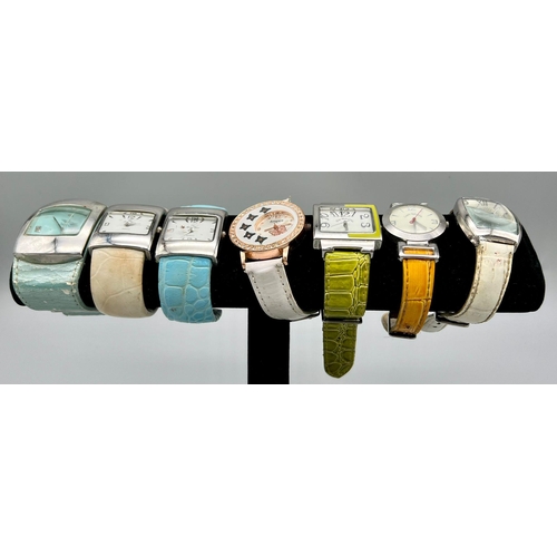 962 - A selection of seven watches with leather straps. A/F