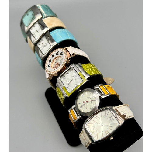 962 - A selection of seven watches with leather straps. A/F