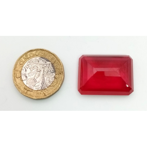 162 - A stunning, large (50.65 carats), emerald cut, RUBY, flawless, of exceptional quality and condition.... 