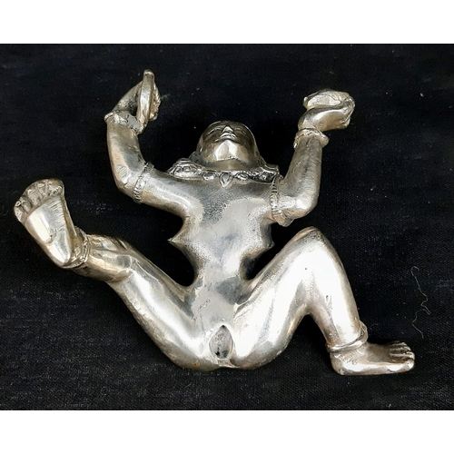 176 - An antique, Tibetan silver, statue, inspired by the ancient Sanskrit text of Kama Sutra. It consists... 