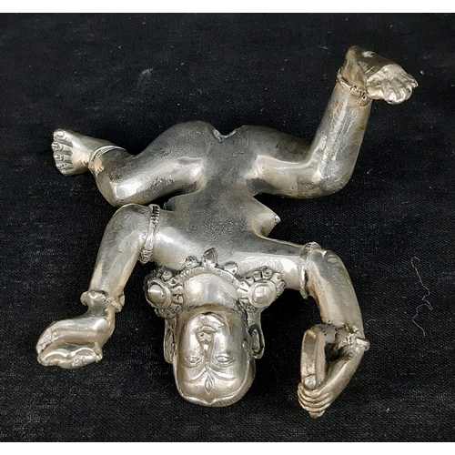 176 - An antique, Tibetan silver, statue, inspired by the ancient Sanskrit text of Kama Sutra. It consists... 