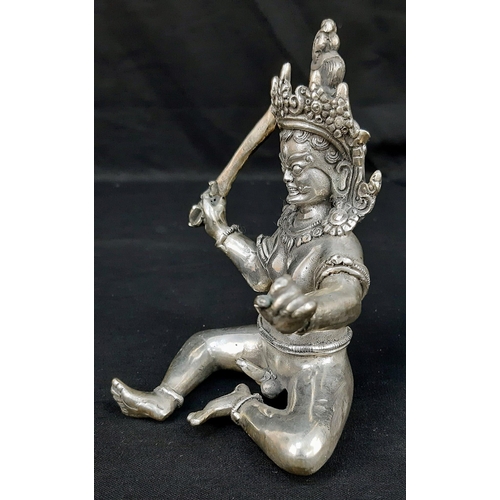 176 - An antique, Tibetan silver, statue, inspired by the ancient Sanskrit text of Kama Sutra. It consists... 