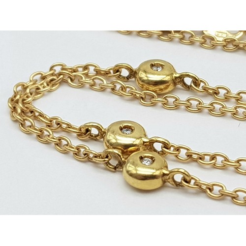 85 - 18K YELLOW GOLD DIAMOND SET NECKLACE.
WEIGHS 5.6G