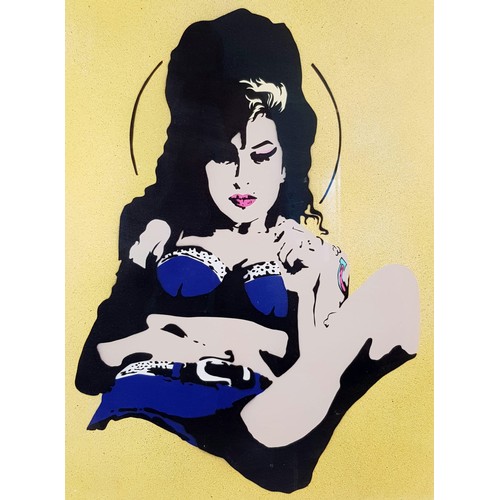 27 - An Original (one of a kind) Amy Winehouse Artwork by Pegasus. Title: Amy. Medium: Sprayed stencil on... 