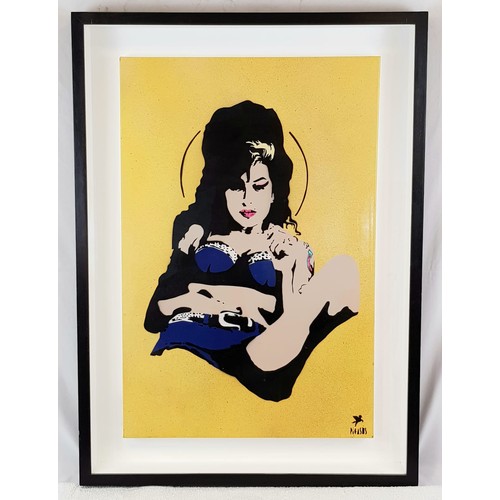 27 - An Original (one of a kind) Amy Winehouse Artwork by Pegasus. Title: Amy. Medium: Sprayed stencil on... 