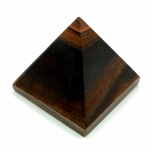 1114 - A  Tiger's Eye Pyramid (125g,  1.90 x 1.80 inches -Brownish yellow)