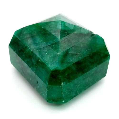 1037 - A 269.80ct Natural Emerald (Beryl). Octagon step cut. Colour enhanced. GLI Certified.