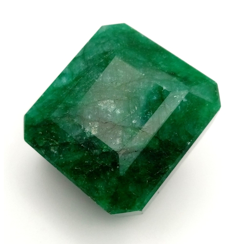 1037 - A 269.80ct Natural Emerald (Beryl). Octagon step cut. Colour enhanced. GLI Certified.