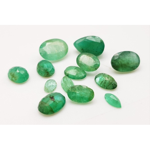 1139 - A 6.22ct Natural Zambian Emerald Gemstone. Various mixed shapes. 13 piece lot. IGL&I Certified.