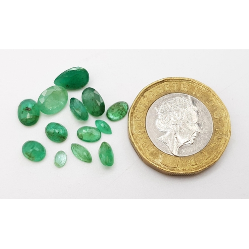 1139 - A 6.22ct Natural Zambian Emerald Gemstone. Various mixed shapes. 13 piece lot. IGL&I Certified.