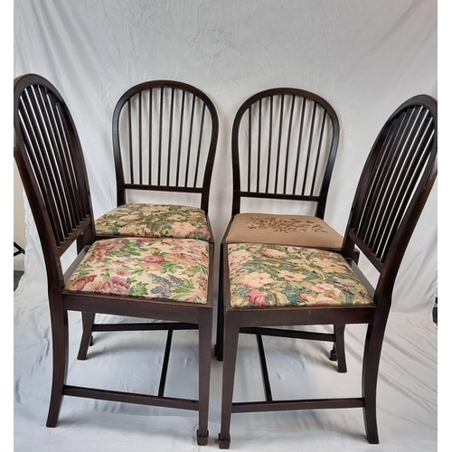 1459 - Four Vintage Spindle-Back Chairs with Similar Upholstery. Preferable if the winning bidder picks up ... 