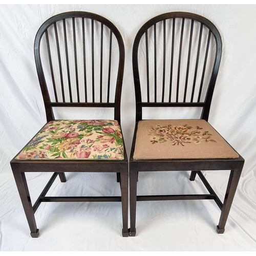 1459 - Four Vintage Spindle-Back Chairs with Similar Upholstery. Preferable if the winning bidder picks up ... 