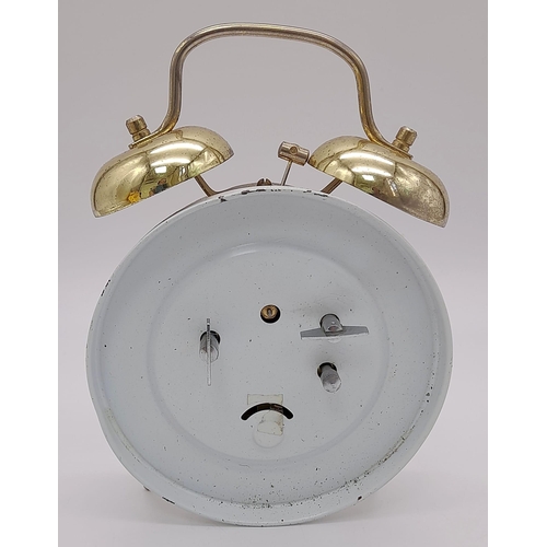 1444 - A VINTAGE SWAN LAGER DOUBLE BELL ALARM CLOCK. 17.5CM IN WORKING ORDER.