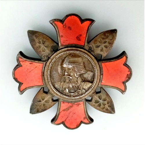 323 - A Japanese Army WW2 Wound Badge. Enamelled silver.  30mm diameter.