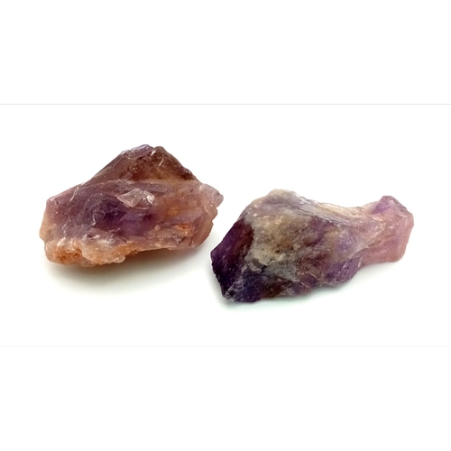 971 - A 254g Set of Two Natural Irregular-Shaped Amethyst Specimens.  9 and 7cm.