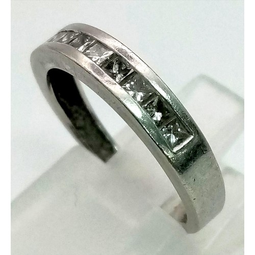 305 - A 950 Platinum Half Eternity Diamond Ring. 0.5ct. Size K. 3.7g total weight. Ref: 5-238