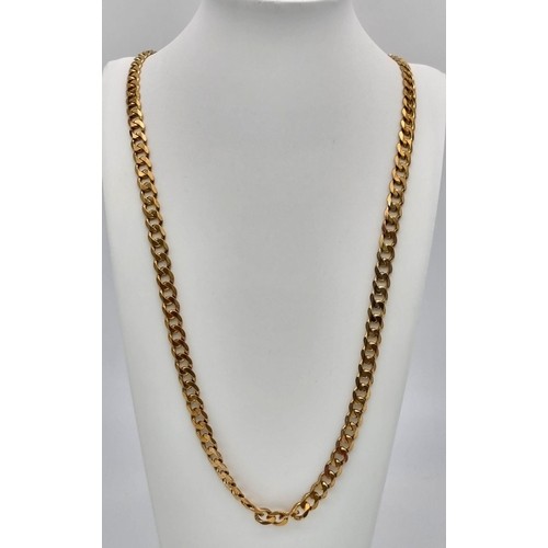 111 - A Chunky 9k Yellow Gold Curb Link Chain. 80cm. 61.9g. Ref: 5-215.