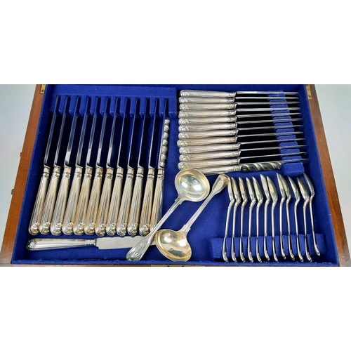 1223 - A Silver-Handled Cutlery Set Presented in a Victorian Display Box. To include: 25 knives, 24 forks, ... 