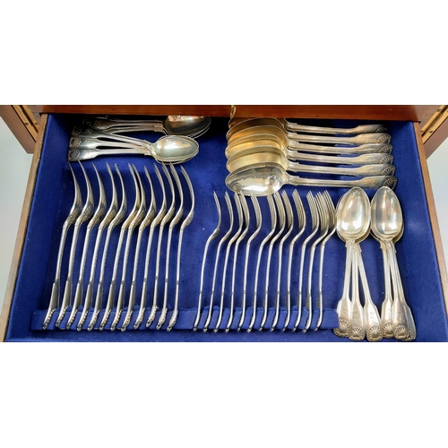 1223 - A Silver-Handled Cutlery Set Presented in a Victorian Display Box. To include: 25 knives, 24 forks, ... 