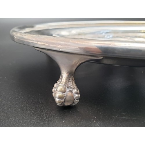 1447 - Silver Plate Pierced Oval Dish with Claw Feet. Quality made by DB and S. 23 x18cm