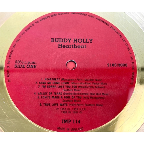 1229 - A Fantasy Buddy Holly Gold Record- Heartbeat. In Frame - 41 x 41cm.