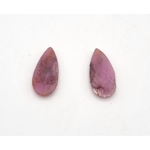 1362 - A Set of Two Rubies. (8.88ct, Pear cut, Parting Plane) and (8.87ct, Pear cut, Parting Plane). IDT Ce... 