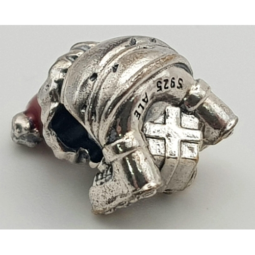 1316 - A PANDORA CHRISTMAS BEAR CHARM IN BOX.