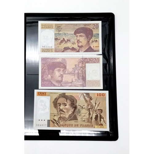 1022 - Five Very Collectable Vintage French Currency Notes Including the Paul Cezanne 100 Cent Franc Note. ... 