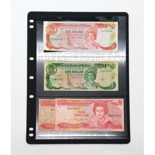 1096 - Two Vintage Belize and Two Eastern Caribbean Currency Notes. Please see photos for conditions.