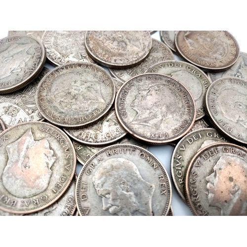 202 - Twenty-Four Pre 1947 Half Crown British Coins. 342g total weight.