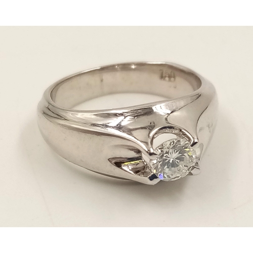 351 - A Modern 18K White Gold Diamond Solitaire Ring. 0.30ct. Size I. 5.95g