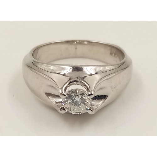 351 - A Modern 18K White Gold Diamond Solitaire Ring. 0.30ct. Size I. 5.95g