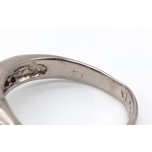 743 - An 18K White Gold Three-Row Diamond Half-Eternity Ring. Size N. 4.97g