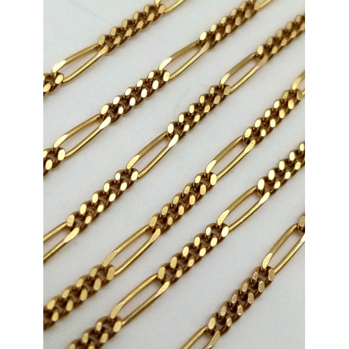 1016 - A 9K Yellow Gold Thin Figaro Link Necklace. 40cm. 3.11g.